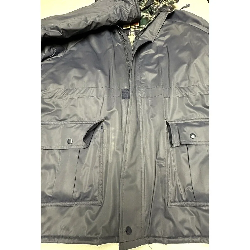 Priority Male Vintage Rain Jacket Mens Size L Quilted Lined Hooded PVC